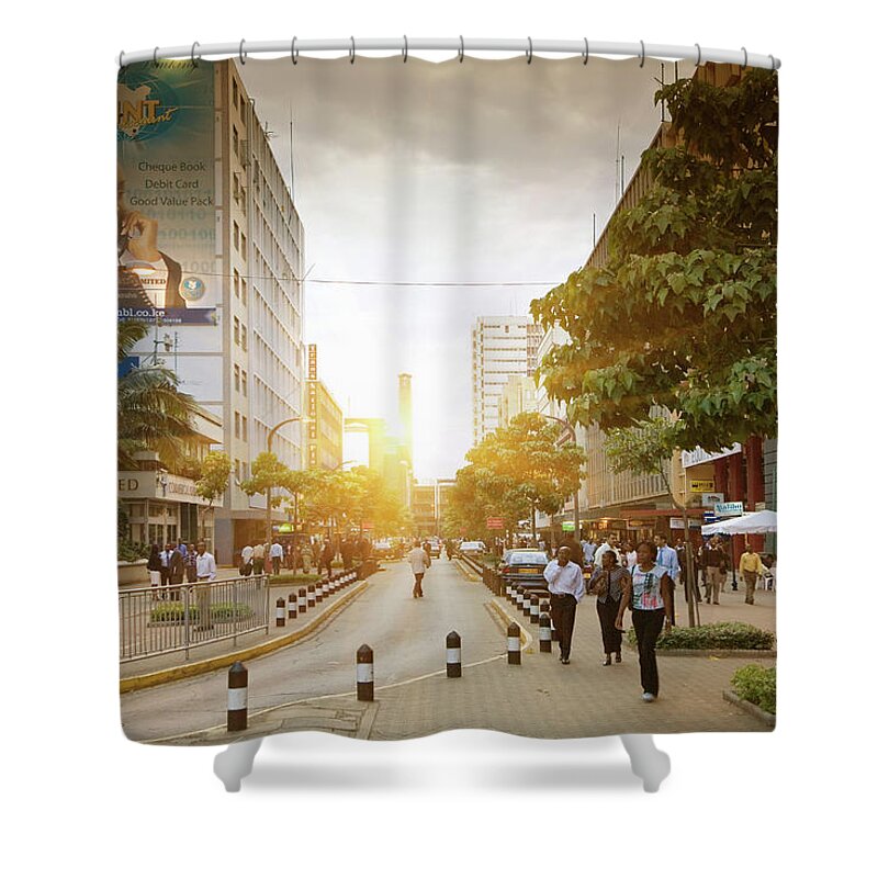 Kenya Shower Curtain featuring the photograph People Walking On City Street by Cultura Rm Exclusive/walter Zerla