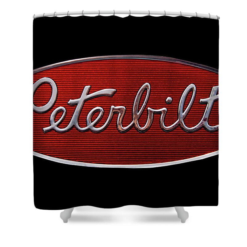 Peterbilt Shower Curtain featuring the photograph Peterbilt Emblem Black by Nick Gray