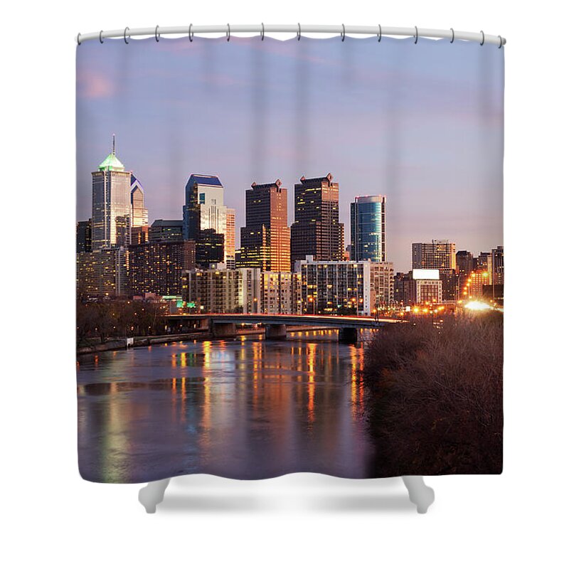 Scenics Shower Curtain featuring the photograph Philadelphia Downtown Skyline by Travelif