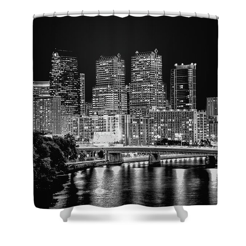 Tranquility Shower Curtain featuring the photograph Philadelphia Skyline Black & White by By Michael A. Pancier