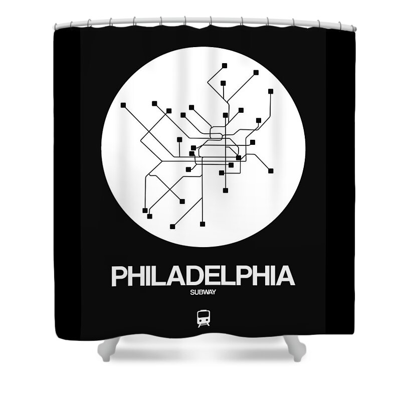 Philadelphia Shower Curtain featuring the digital art Philadelphia White Subway Map by Naxart Studio