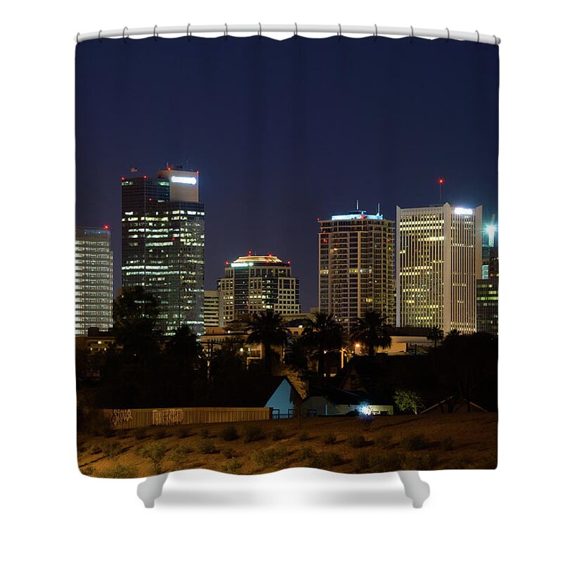 Downtown District Shower Curtain featuring the photograph Phoenix Skyline At Night by Davel5957