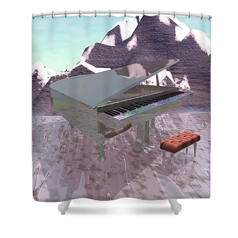Piano Shower Curtain featuring the digital art Piano Scene by Bernie Sirelson