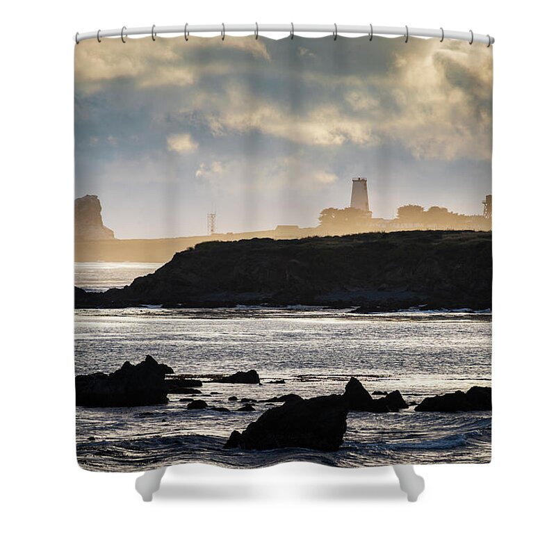 Pacific Shower Curtain featuring the photograph Piedras Blancas Lighthouse San Simeon CA by David Gordon