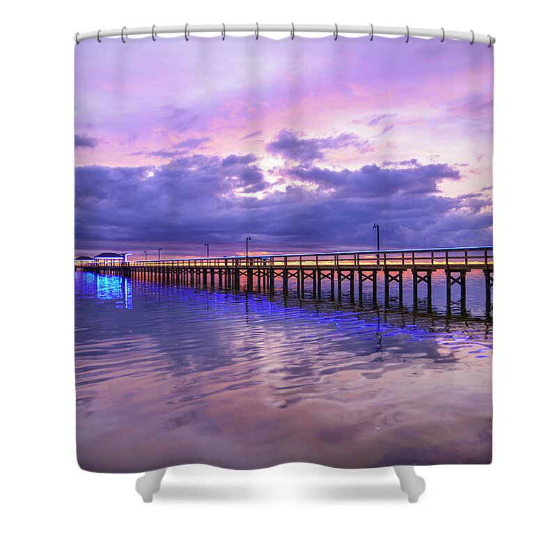 Sunrise Shower Curtain featuring the photograph Pier Blues 3 by Christopher Rice