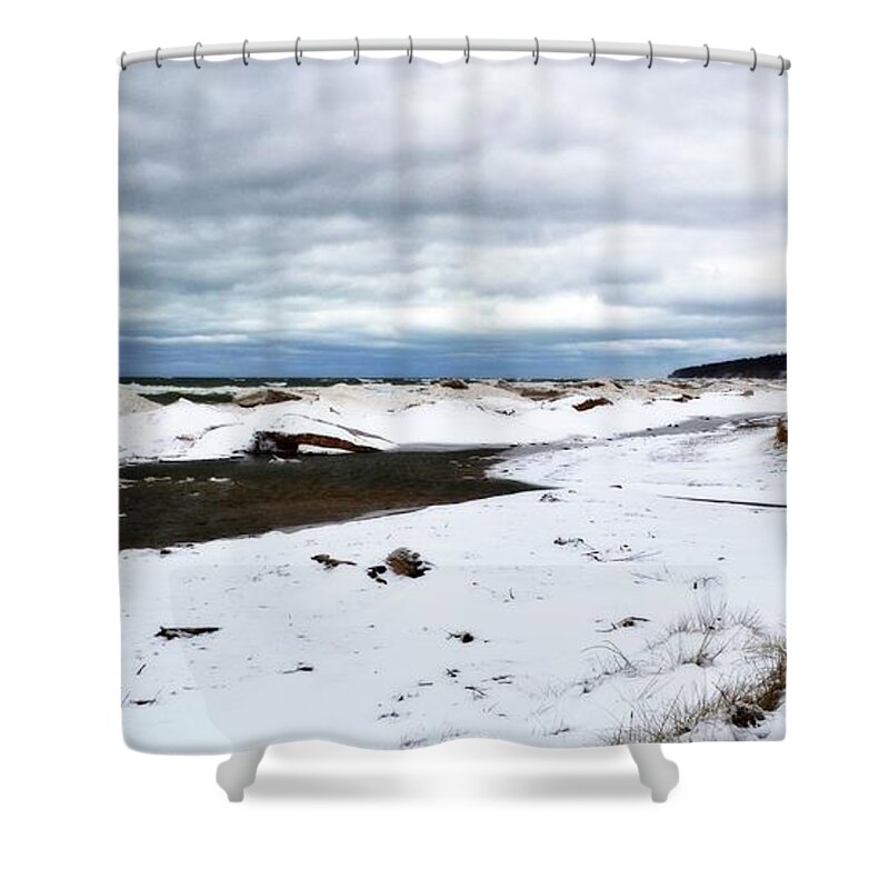 Pier Cove Shower Curtain featuring the photograph Pier Cove to the North by Michelle Calkins