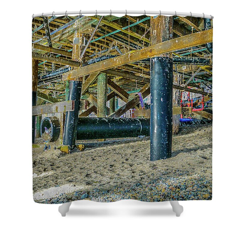 Pier Underworld 9 Shower Curtain featuring the photograph Pier Underworld 9 by Kenneth James