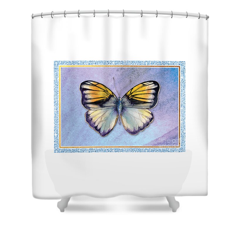 Butterfly Greeting Card Shower Curtain featuring the painting Pieridae Butterfly by Amy Kirkpatrick