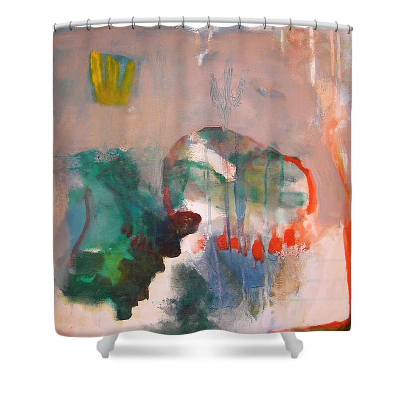 Jungle Shower Curtain featuring the painting Pink Elephant by Janet Zoya