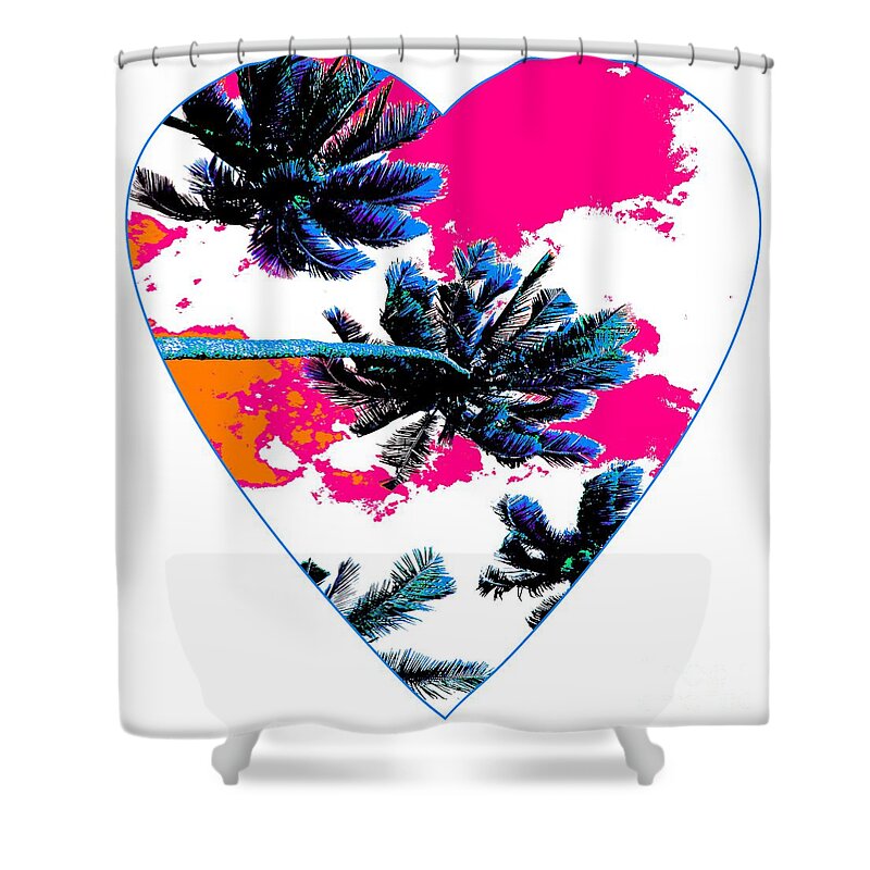 Heart Shower Curtain featuring the digital art Pink Palm Hearts by Becqi Sherman