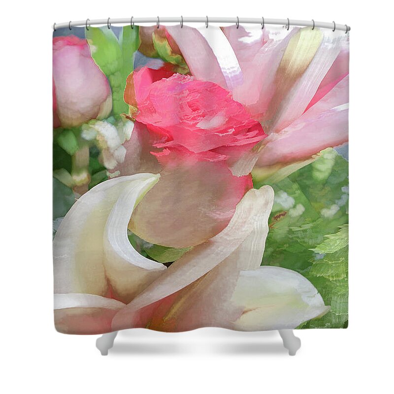 Abstract Shower Curtain featuring the photograph Pink rose in pastel by Phillip Rubino