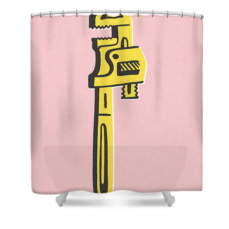Blue Collar Shower Curtain featuring the drawing Pipe Wrench by CSA Images