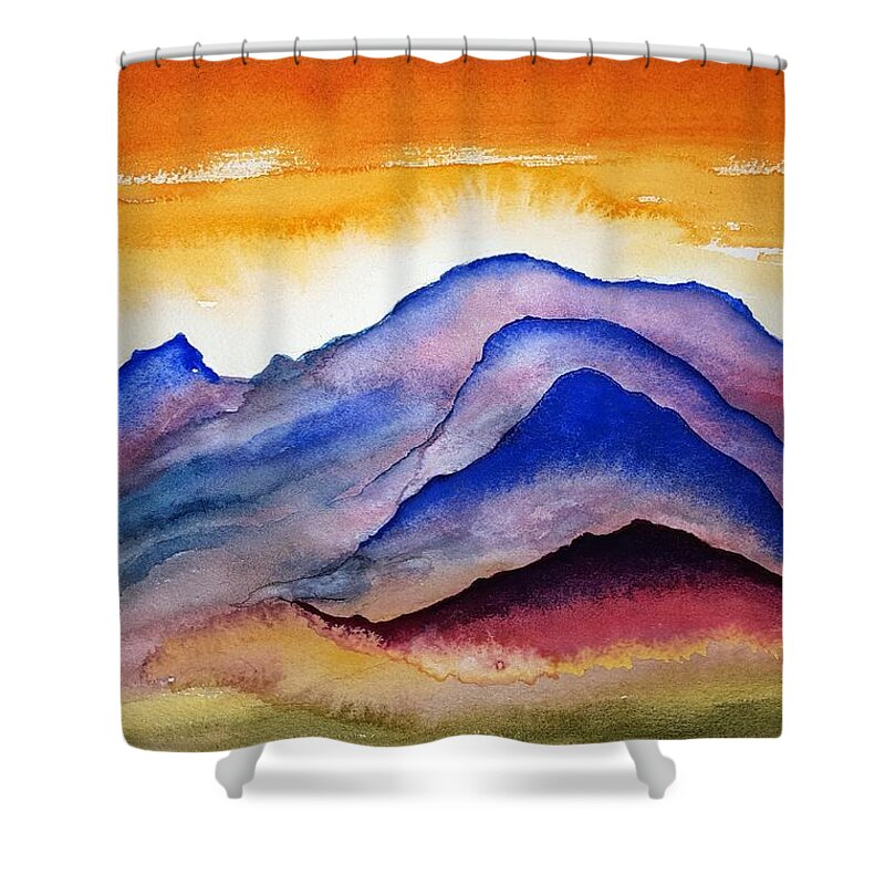 Watercolor Shower Curtain featuring the painting Planet Four Lore by John Klobucher