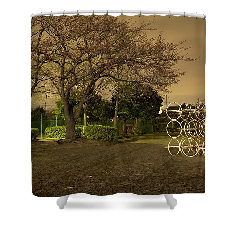Outdoors Shower Curtain featuring the photograph Playground At Night by Tayacho