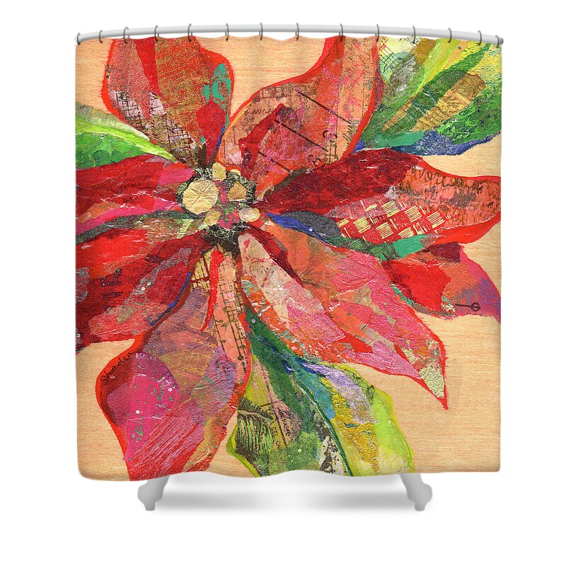 Poinsettia Shower Curtain featuring the painting Poinsettia II by Shadia Derbyshire