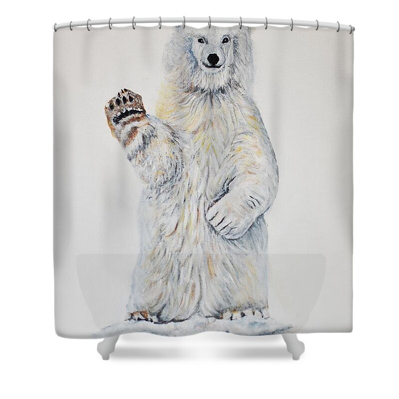 Polar Shower Curtain featuring the painting Polar Bear Baby 2 by Marilyn McNish
