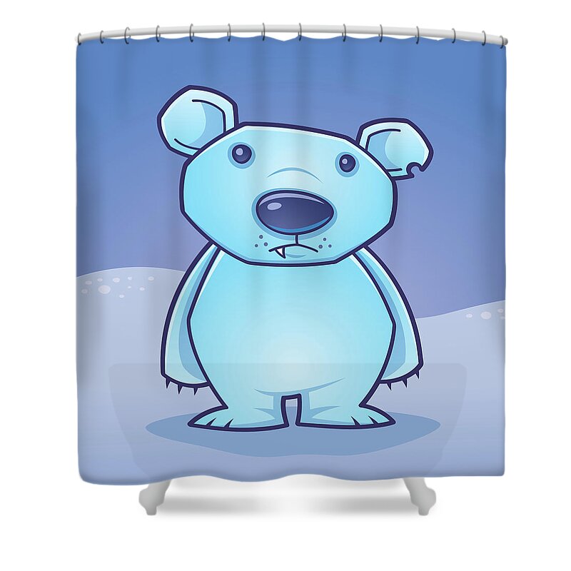 Cold Shower Curtain featuring the digital art Polar Bear Cub by John Schwegel