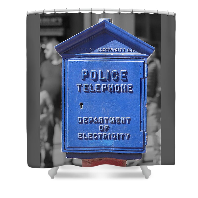 Richard Reeve Shower Curtain featuring the photograph Police Box by Richard Reeve