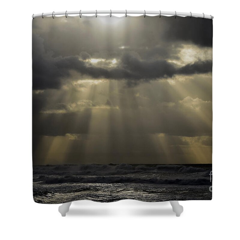 Wave Shower Curtain featuring the photograph Polihale Spirits in the Sky by Debra Banks