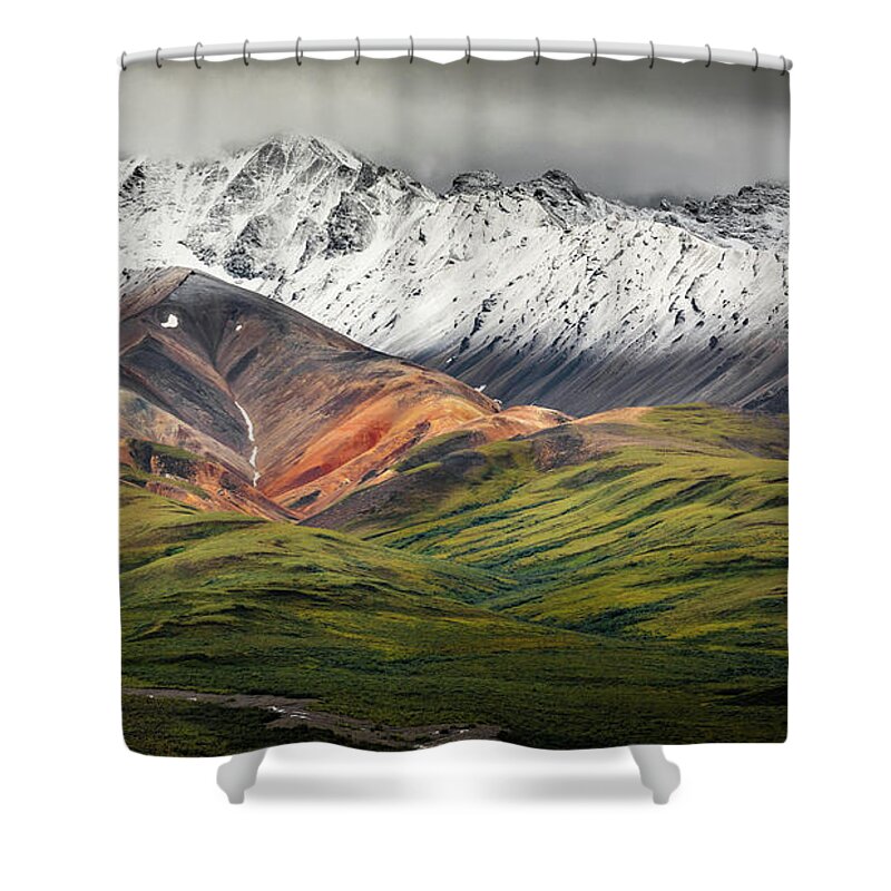 Polychrome Mountain Shower Curtain featuring the photograph Polychrome mountain, Denali NP, Alaska by Lyl Dil Creations