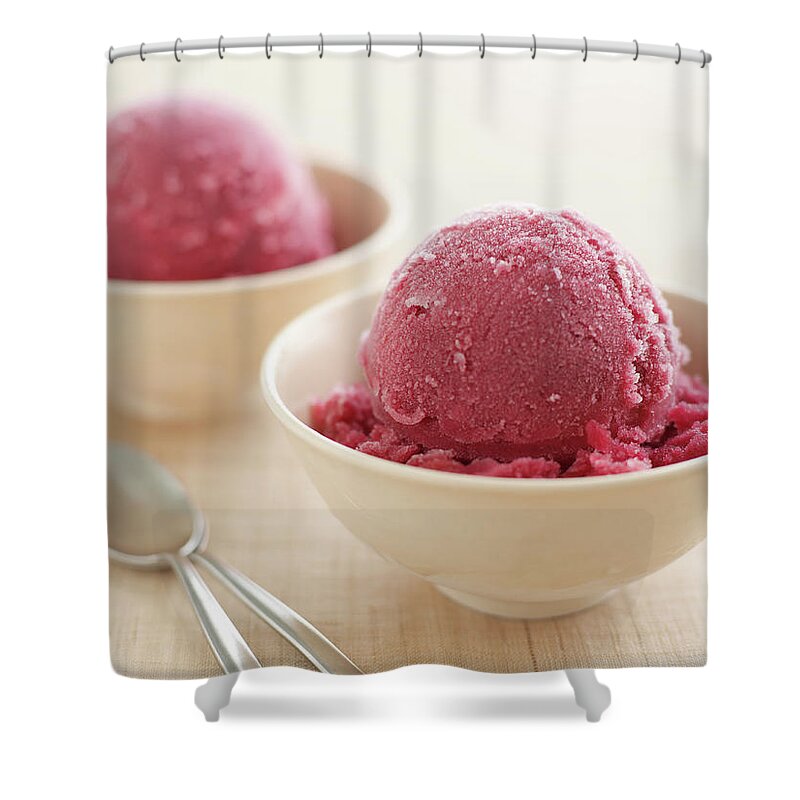 Temptation Shower Curtain featuring the photograph Pomegranate Ice Cream by Alexandra Grablewski