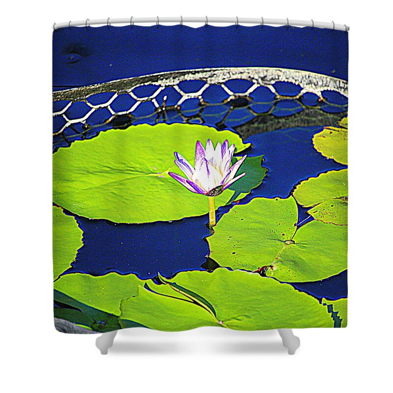 Lily Shower Curtain featuring the photograph Pond Flower And Pads by Cynthia Guinn