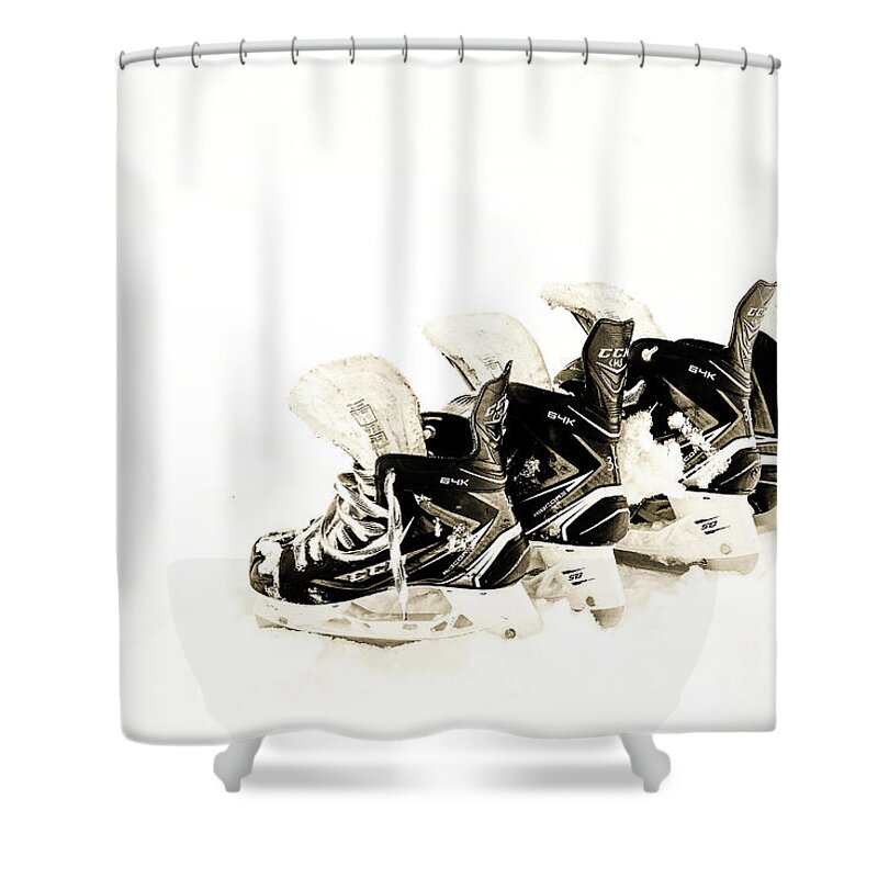 Ice Skates Shower Curtain featuring the photograph Pond Skates by Darcy Dietrich
