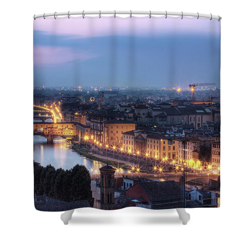 Tranquility Shower Curtain featuring the photograph Ponte Vecchio & River Arno, Florence by Artie Photography (artie Ng)