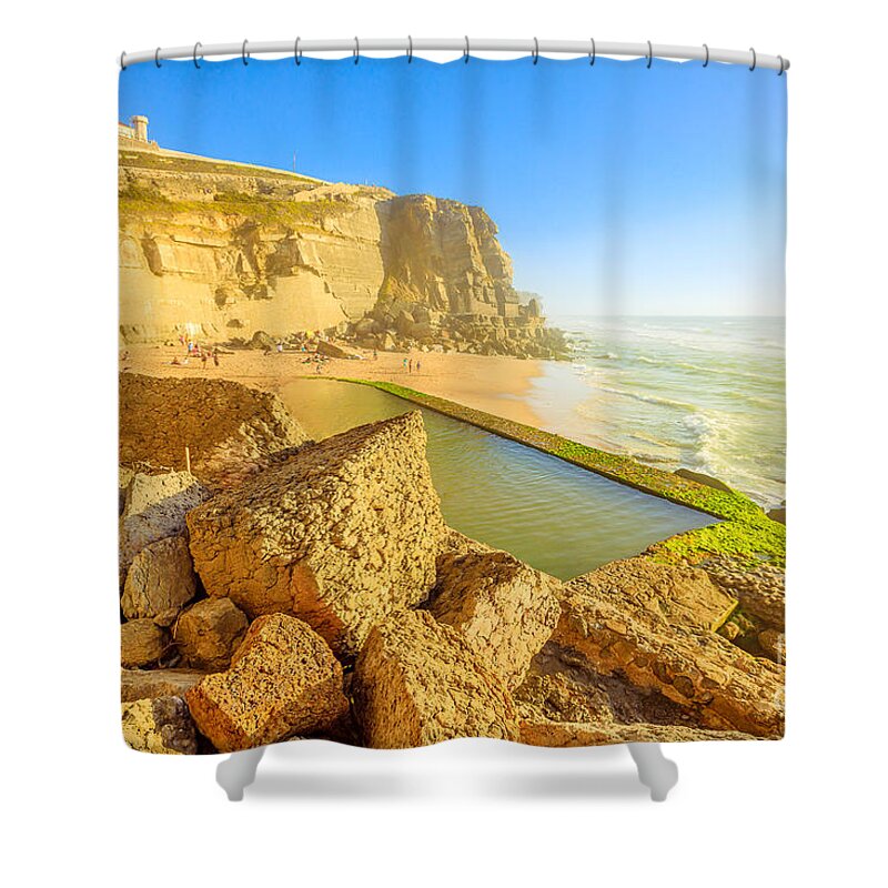 Portugal Shower Curtain featuring the photograph Pool of Azenhas do Mar by Benny Marty