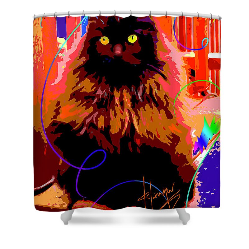 Dizzycats Shower Curtain featuring the painting POP CAT Delilah by DC Langer