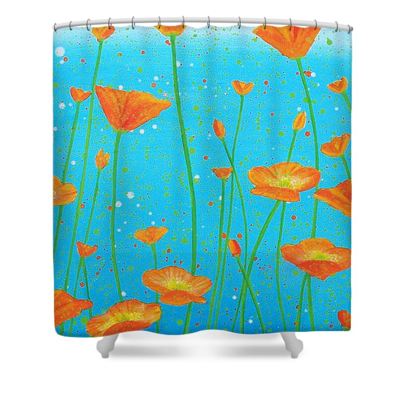 Contemporary Shower Curtain featuring the painting Poppy Love by Herb Dickinson