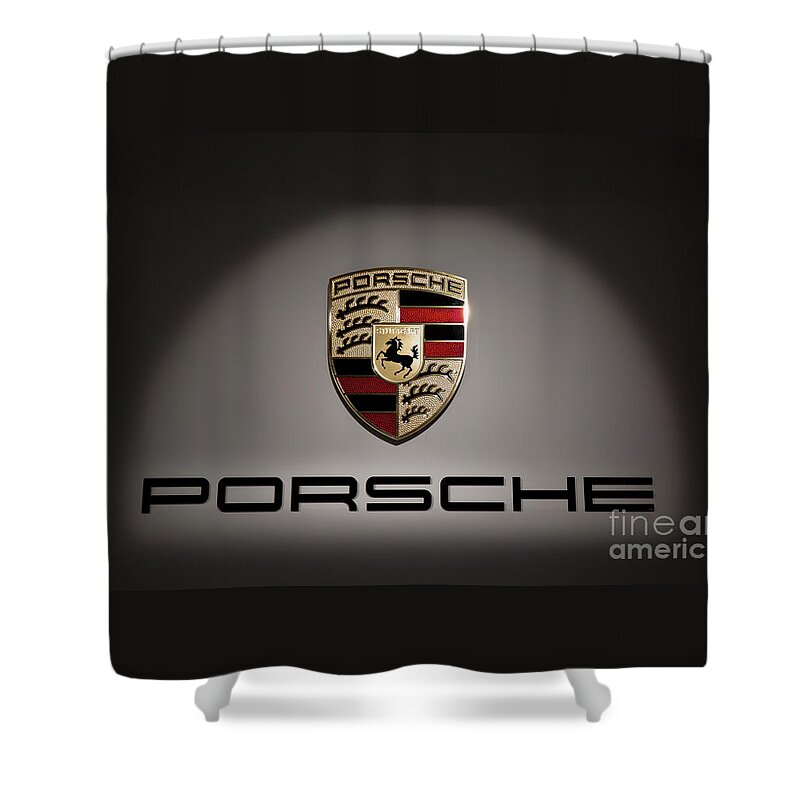 Porsche Logo Shower Curtain featuring the photograph Porsche Car Emblem 2 by Stefano Senise
