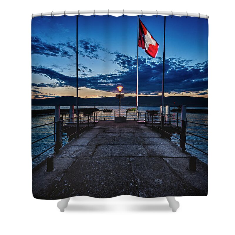Outdoors Shower Curtain featuring the photograph Port Destavayer-le-lac by Sam's Photography
