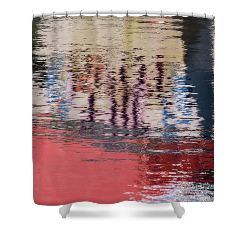 Abstract Shower Curtain featuring the photograph Port Reflections by Robert Potts