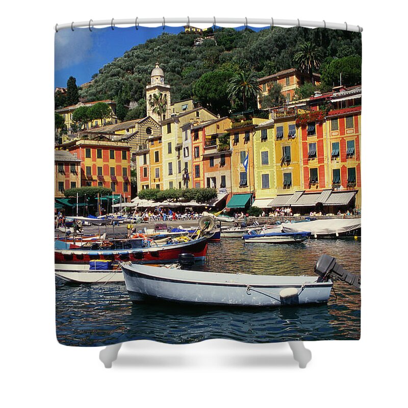 Motorboat Shower Curtain featuring the photograph Portofino, Genoa, Italy by Robertharding