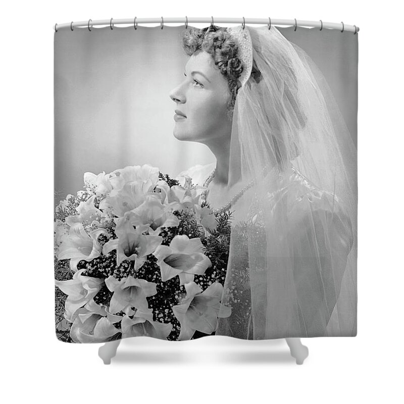 People Shower Curtain featuring the photograph Portrait Of Bride by George Marks