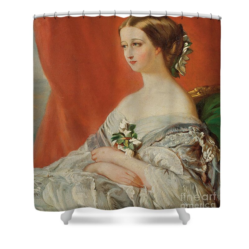 Portrait of Empress Eugenie by Shower Curtain by Franz Xaver