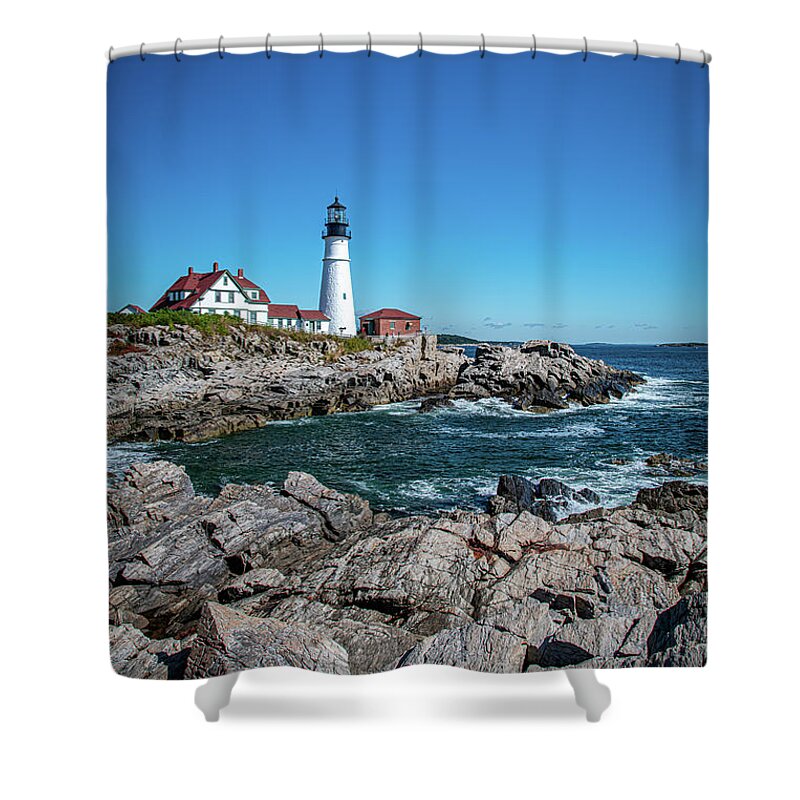 Portland Head Lighthouse Shower Curtain featuring the photograph Portrait of Portland Head Lighthouse by Robert J Wagner