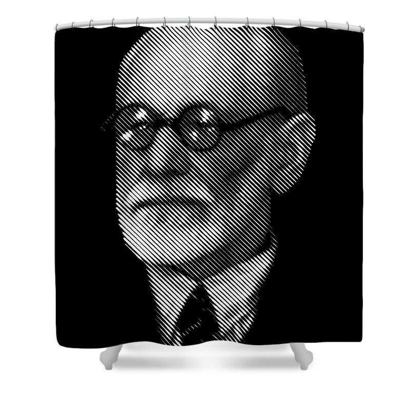  Father Of Psychoanalysis - Portrait Shower Curtain featuring the digital art portrait of Sigmund Freud by Cu Biz