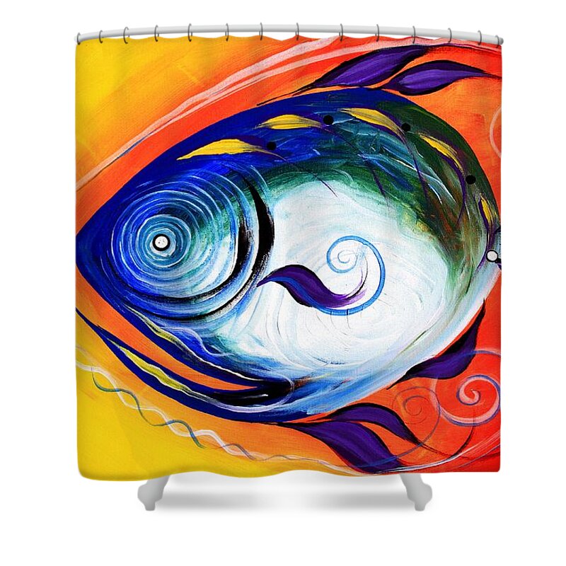 Fish Shower Curtain featuring the painting Positive Fish by J Vincent Scarpace