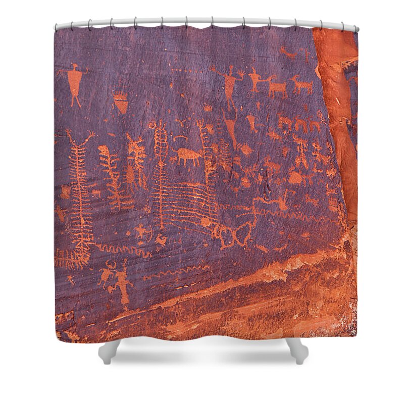 Moab Area Shower Curtain featuring the photograph Potash Road Petroglyphs by Alan Vance Ley