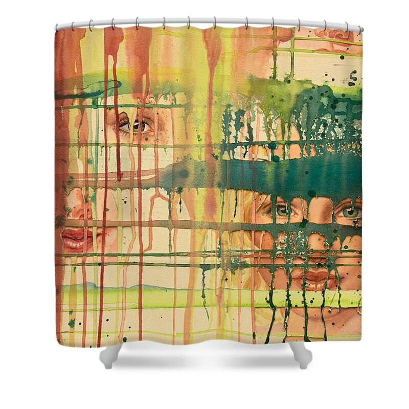 Portrait Shower Curtain featuring the painting Poured Over by Heidi E Nelson