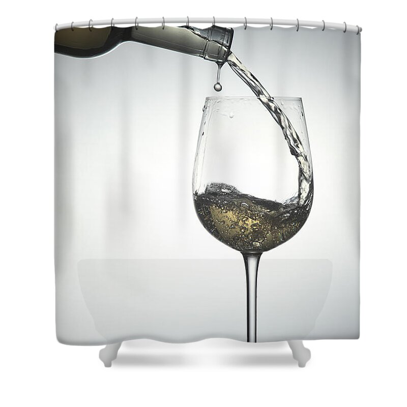 White Background Shower Curtain featuring the photograph Pouring White Wine by Fotografiabasica