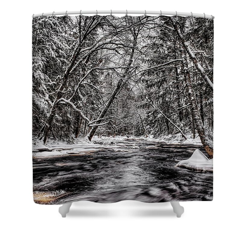 Prairie River Shower Curtain featuring the photograph Prairie River Winter Ripples by Dale Kauzlaric