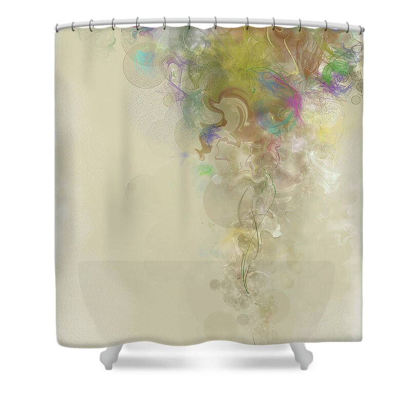 Abstract Shower Curtain featuring the digital art PRELUDE Dreams of Spring by Gina Harrison