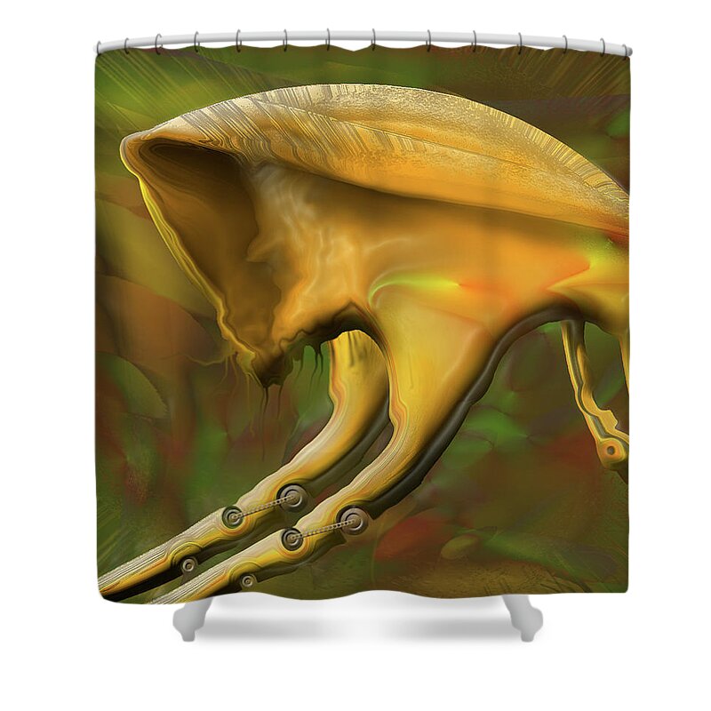 Mighty Sight Studio Abstract Art Fantasy Shower Curtain featuring the digital art Press Grande by Steve Sperry