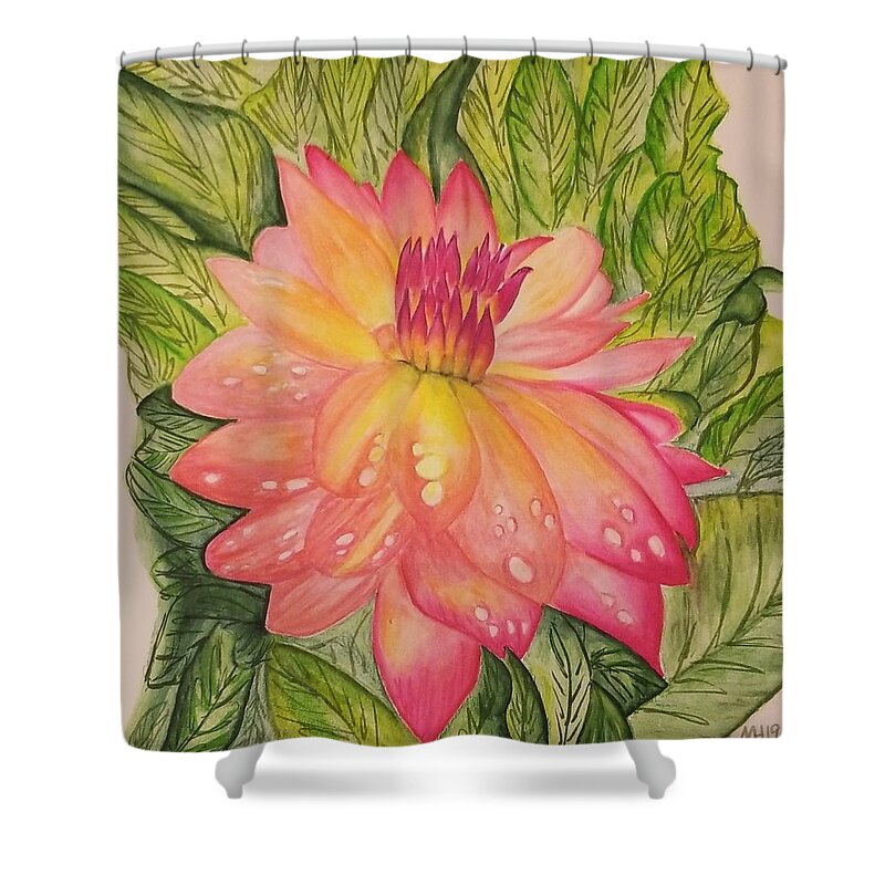 Pink Shower Curtain featuring the painting Pretty in Pink by Monica Habib