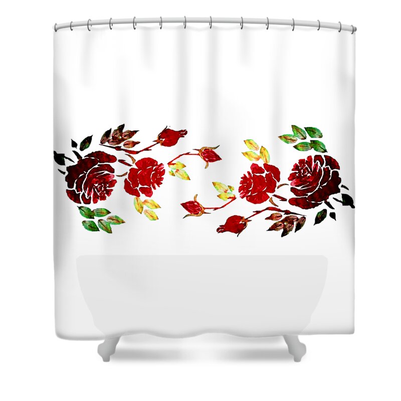 Pretty Shower Curtain featuring the painting Pretty Red Rose Watercolor Transparent Background YOU CHOOSE THE COLOR for Cups by Delynn Addams