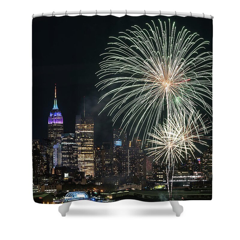 Fireworks Shower Curtain featuring the photograph NYC Pride Fireworks by Zawhaus Photography