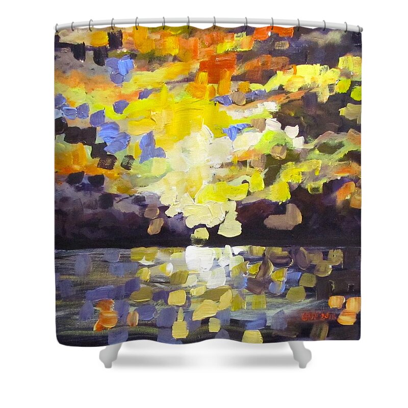 Sky Shower Curtain featuring the painting Primarily Yellow sky by Barbara O'Toole